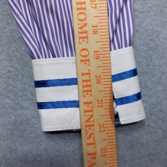 Robert Graham Shirt Large Tailored Fit Flip Cuff‎ Striped Luxury Designer - Picture 12 of 13